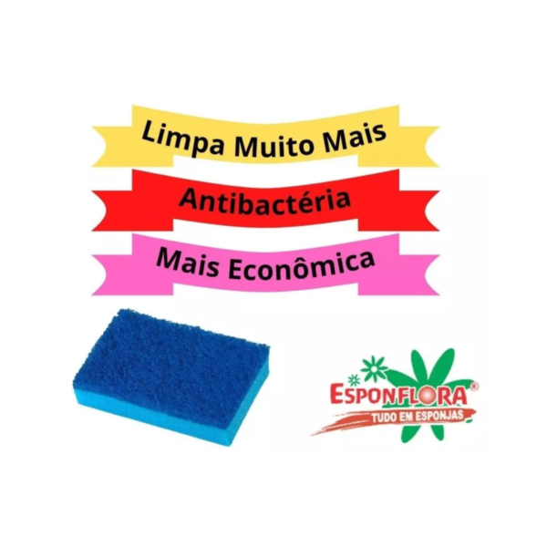 Esponja Dupla Face Antiaderente Azul - 10 Unidades - Imagem 4