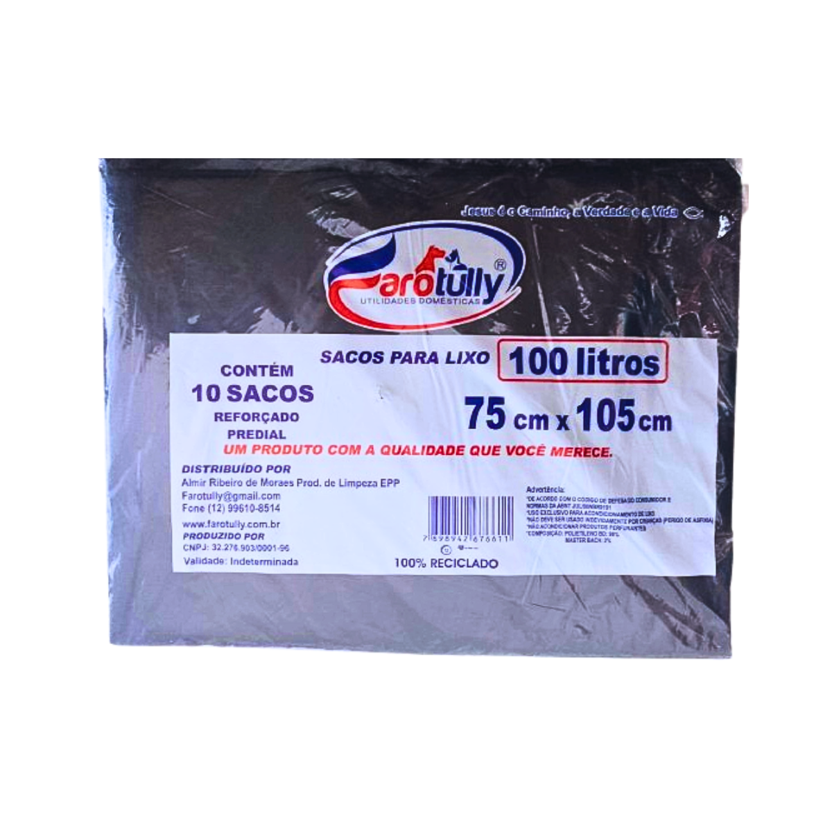 Saco para Lixo 100 Litros Reforçado - 10 Unid