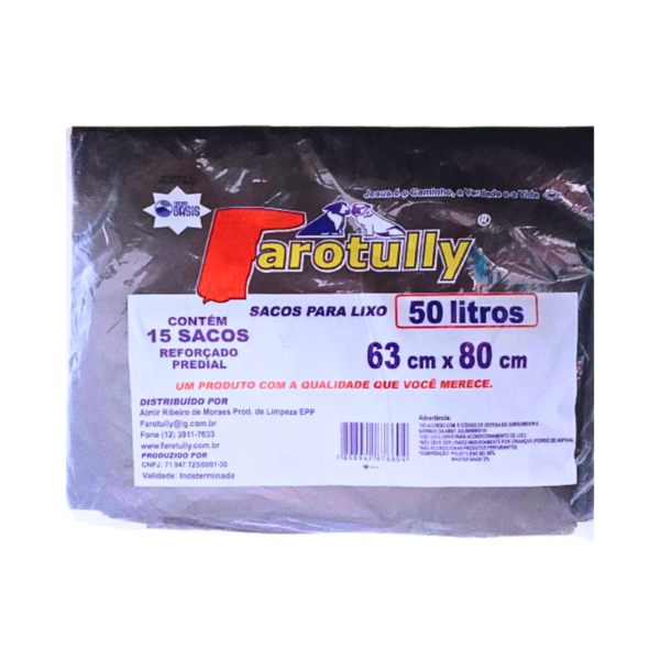 Saco para Lixo 50 Litros Reforçado - 15 Unid