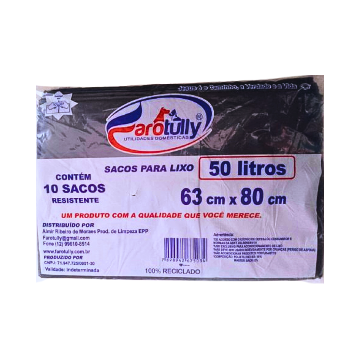 Saco para Lixo 50 Litros - Resistente - 10 Unidades